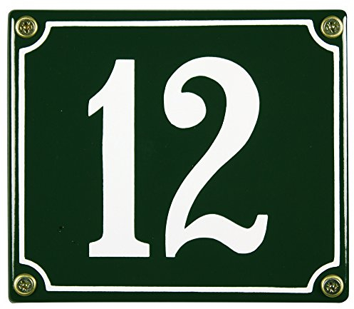 Buddel Bini Wetterfestes Emaille Hausnummernschild 12 12 x 14 cm, sofort lieferbar, grün