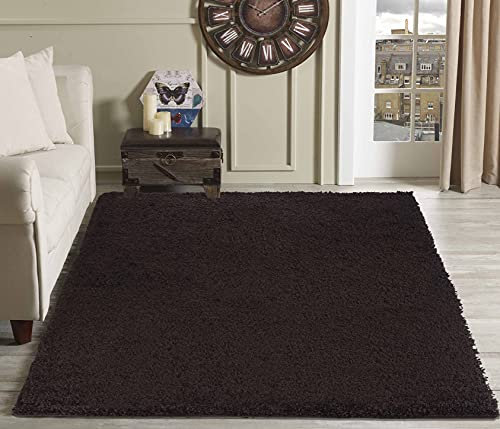 Serdim Rugs Living Room Shaggy Area Rugs, Polypropylene, Brown, 80x150cm(2'6x5'0)