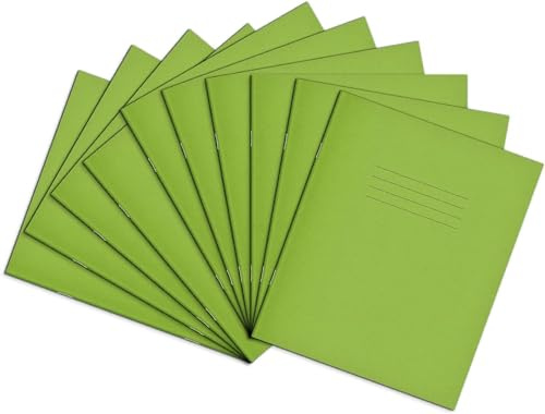 Rhino 8 x 6.5 Exercise Books, 48-Page / 8mm Lined with Margin Paper Notebook, 100-Pack, Writing Book, Office & School Stationery Supplies, Light Green