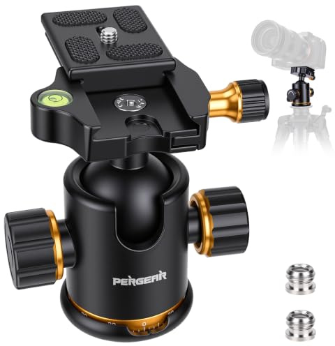 PERGEAR TH3 Pro DSLR Camera Tripod Ball Head, 8KG/17.6lbs Loading Capacity | 360 Degree Swivel, Metal Build Quality, Fine-Tuning Damping, U-Shaped Groove Design for Easy Switching Into Vertical Mode