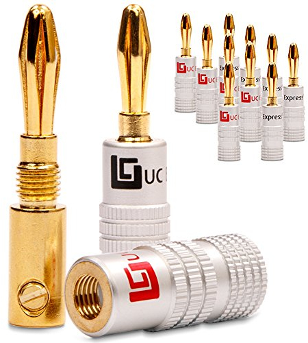 High End Bananenstecker Banana-Stecker 12x (6-Paare) Steckverbinder für Kabel bis 6mm² 24K vergoldet löt- oder schraubbar in schwarz und rot Flexibler Anschluss