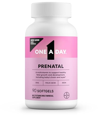 One A Day Prenatal Vitamins- Folic Acid, Iron, Omega- 3 (DHA), Pregnancy Vitamins for Women, Prenatal Multivitamin for Mom and Baby Support, Pregnancy Must Haves 90 Ct (Packaging May Vary)