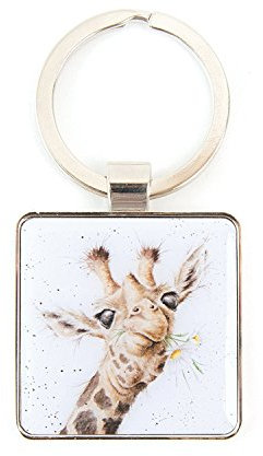 Wrendale Schlüsselanhänger Flowers Giraffe 4x4cm Metall Silber Design