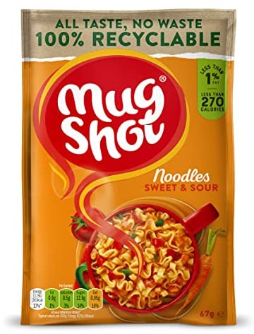 Mug Shot Spicy Sweet and Sour Noodles, 67 g (Pack of 10)