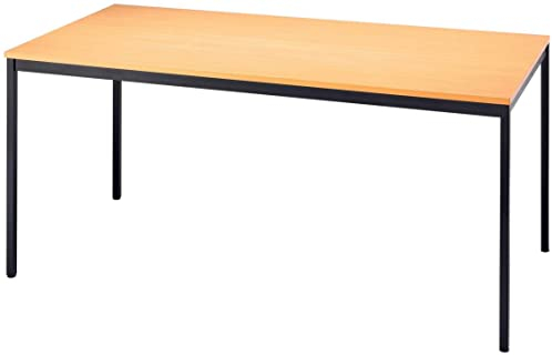bümö Tisch, Multifunktionstisch 160 x 80 cm in Buche/Schwarz - Besprechungstisch, Konferenztisch, Meetingtisch, Mehrzwecktisch, Pausentisch, Besprechungsraum, Meetingraum, Pausenraum