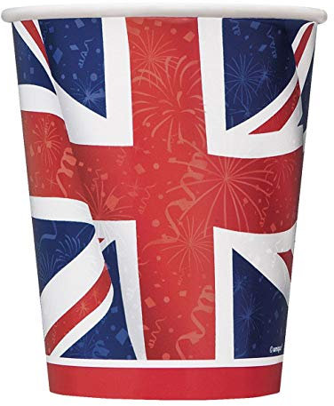 255,1 Gram Best of British Union Jack Papier Tasses, Lot de 8