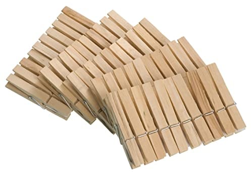 WENKO Mollette di legno - 50 pezzi, Legno, 1 x 7 x 1 cm, Marrone