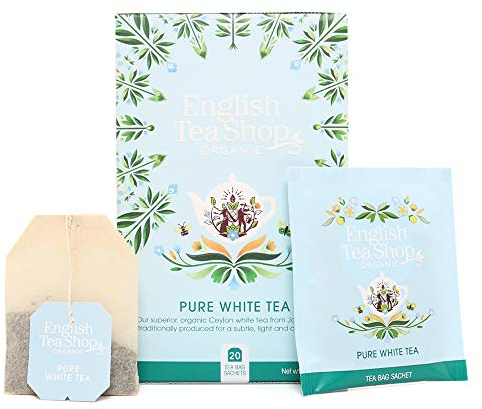 English Tea Shop Organic Pure White Tea - 20 Tea Bag Sachets