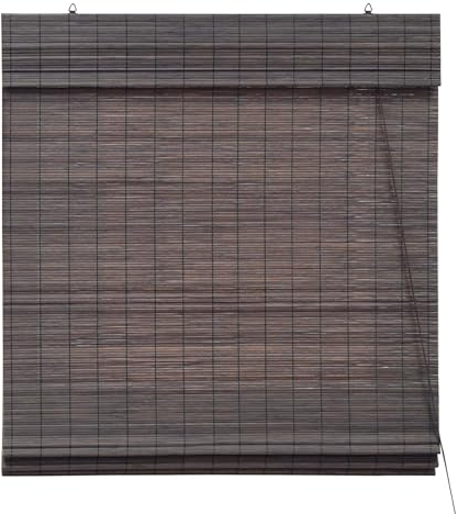 Victoria M. Klemmfix Bambus Raffrollo Sonnenschutz Sichtschutz Rollo Seitenzugrollo ohne Bohren, für Fenster und Türen, 140 x 160 cm, Dunkelbraun