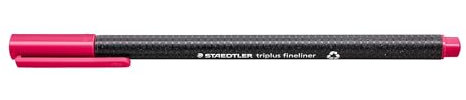 STAEDTLER 334-23 Triplus Fineliner (Dreikant, Superfeine, Metallgefasste Spitze, Linienbreite ca. 0,3 mm, 10 Stück) bordeauxrot