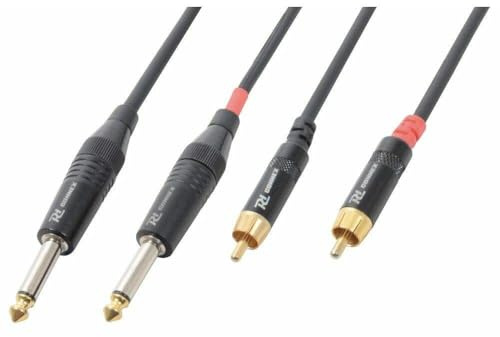 Power Dynamics PD Connex 2x 6.35mm Jack to 2x RCA Male Audio Cable 1.5m - Premium Stereo Connection Lead for DJ, PA Systems, Amplifiers, Mixers, Home Hi-Fi & Speakers