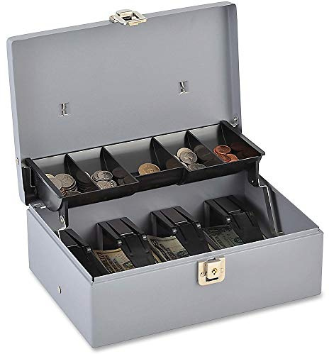 Sparco SPR15507 - Cassetta portavalori a 5 scomparti, 29 x 19 x 9 cm, colore: grigio