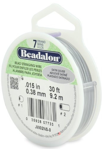 Beadalon, Filo da Telaio con Filato 7, 0,38 cm di Diametro x 9,1 Metri, Argento Satinato, Multicolore