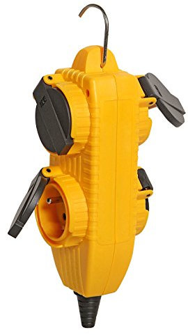 Brennenstuhl Powerblock jaune avec 4 prises à clapet (IP54)