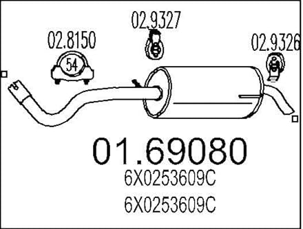 MTS 01.69080 Endschalldämpfer Kompatibel mit VW Lupo 6X1, 6E1