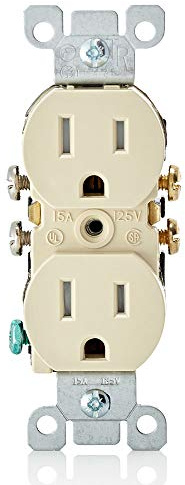 Leviton 15 Amp 125 Volt Tamper Resistant Duplex Receptacle, 10 Pack, T5320-IMP, Ivory