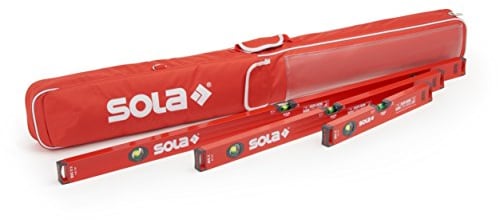 Sola Wasserwaage 40 cm / 80 cm / 120 cm | Inklusive gepolsterter Schutztasche für Wasserwaagen mit Außentaschen & Tragegriff - von Wfix