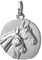 CLEVER SCHMUCK Silberner Damen Pferd Anhänger rund als Medaille Ø18mm 2 Pferdeköpfe teilmatt 925 Sterling Silber in Geschenkfaltbox