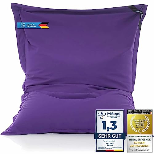 LAZY BAG Original Riesen-Sitzsack Cotton XXL 180x140cm mit 400L | hautfreundliches Baumwolle Sitzkissen 2-in-1 relaxtes Sitzen & Liegen | Perfekte Ergonomie Dank 4 Mio. EPS-Perlen | waschbarer Bezug