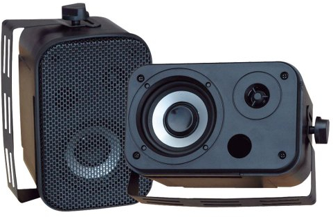 Pyle Dual Waterproof Outdoor Speaker System, 9cm Pair of Weatherproof Wall / Ceiling Mounted Speakers w/ Heavy Duty Grill, Universal Mount - For Use in the Pool, Patio, Indoor (Black)