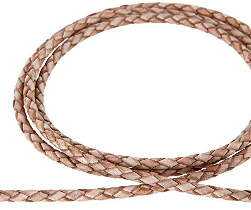 AURORIS - Lederband geflochten - Durchmesser/Farbe/Länge wählbar - Variante: Ø 4mm / Natur / 3m