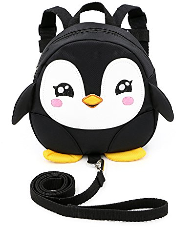 IGNPION Kleinkind Kinderrucksack mit Zügel Rucksack Harness Walkers Tether Belt Penguin (Schwarz)