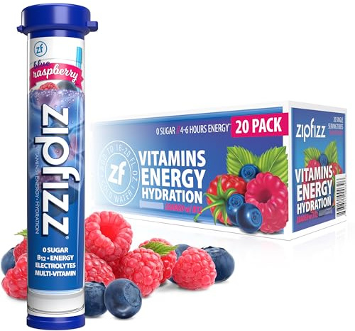 Zipfizz Healthy Energy Drink Mix, Blueberry Raspberry, 20 Count by Zipfizz