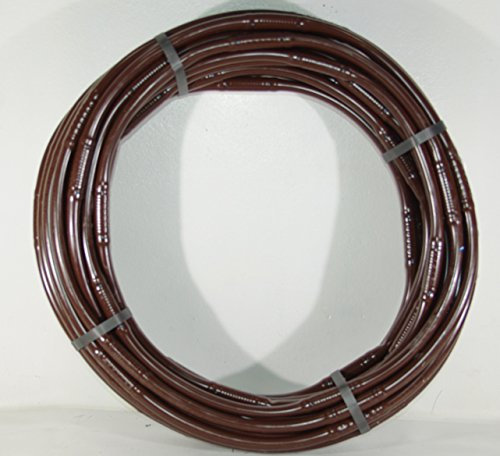 Tubo perforado de 16 mm para riego por goteo autocompensante de 25 metros con conector para grifo, color marrón