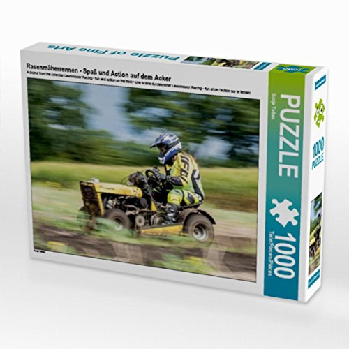 CALVENDO Puzzle Rasenmäherrennen - Spaß und Action auf dem Acker | 1000 Teile Lege-Größe 64 x 48 cm Foto-Puzzle für glückliche Stunden