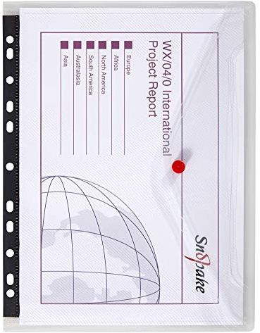 Snopake [100% Recycled] A4 Polyfile RingBinder Popper Wallet with Press Stud Closure – Clear [Pack of 5] Ref: 12566