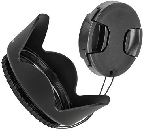 Sonnenblende Universal 58mm z.B kompatibel mit Canon EF 70-300mm 1:4-5.6 is USM, Canon EF 100mm 1:2.8 Macro USM + Pro Lens Cap 58m