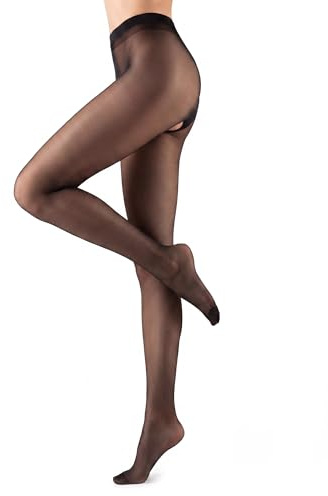 GLAMORY Damen Ouvert Strumpfhose, Schwarz, M Große Größen EU