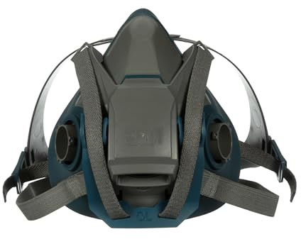 3M Rugged Comfort Quick Latch Half Facepiece Reusable Respirator 6503QL, NIOSH, Cool Flow Exhalation Valve, Bayonet Connection, Silicone Face Seal, for Gases, Vapors, Dust, Maintenance, Construction,L