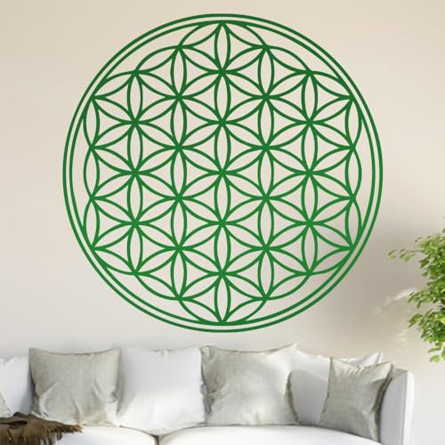 Kiwistar Blume des Lebens - Baum Wandtattoo in 6 Größen - Wandaufkleber Wall Sticker - Dekoration, Küche, Wohnzimmer, Schlafzimmer, Badezimmer (30 x 30 cm, 62_hellgruen)