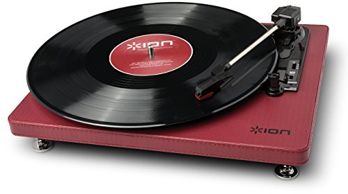 ION Audio Compact LP Borgoña - Tocadiscos de 3 velocidades con conversión digital USB