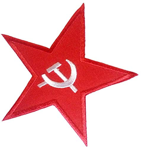 Bügel Iron on Aufnäher Patches Flicken Sticker Aufbügler Bügelbilder Applikation Kleidung Stoff Textilien Hammer Sichel 7,5 cm