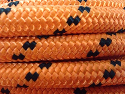 1/2” x 200 ft Double Braid Polyester Arborist Rigging Rope – Heavy-Duty, UV Resistant, Blue Ox Rope, Made in USA, Orange