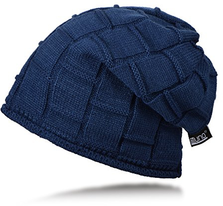Miuno® Teddyfutter Beanie Wintermütze Strickmütze MB1604 (Jeansblau)