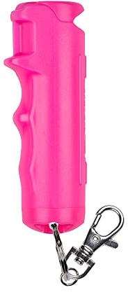 SABRE RED Pepper Gel with Snap Clip, 25 Bursts (5x Other Brands), 12-Foot (4-Meter) Range, Flip Top Safety, Gel is Safer, Maximum Strength OC Spray, Durable Hard Case, Ergonomic Finger Grip, Pink