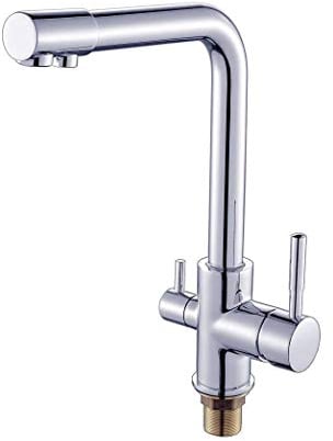 Depuragua - 3-Wege-Osmose-Wasserhahn | Chrom-Ausführung | Montagefertig mit Edelstahlschläuchen und Befestigungen | Anschluss in 1/4 Zoll für Osmosewasser, Edelstahl.