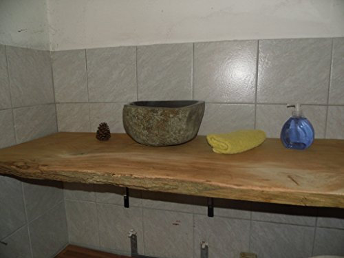KJR Holzmanufaktur Waschtischplatte, Tischplatte ca. 150 x 60 x 6 cm, Waschtisch, geschliffen,Brett, Eiche, Wurmeiche, Alteiche