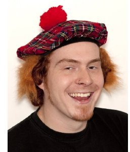 KÖRNER Schotten Mütze mit Haar, Rot Kariert