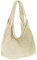 Caspar Große Damen Veloursleder Schultertasche Samtweiche Beuteltasche aus Leder - PREMIUM LINE - Modell No.618 - Made in Italy, Farbe:beige