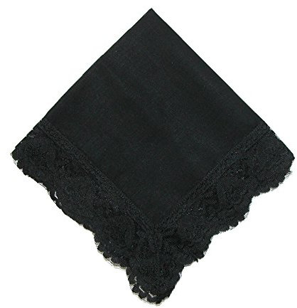 CTM Twilight Beauty Damen Taschentuch aus schwarzer Spitze, Schwarz , en storlek