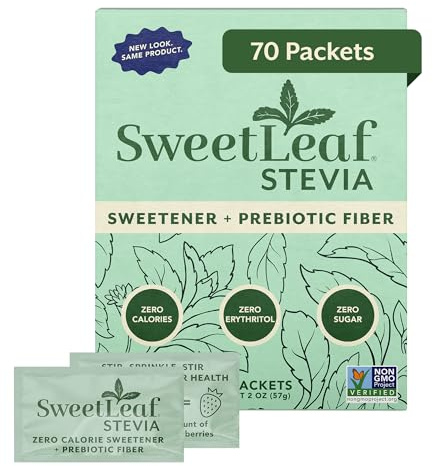 SweetLeaf Stevia Powder Sweetener, Sugar Free - 70 Packets (1 Pack)