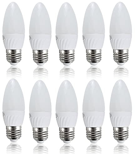 MiniSun | Pack of 10 Thermal Plastic 4w ES E27 40w Frosted Opal Candle Bulbs | LED Bulbs, Home Décor & Improvement Essential | Pack of 10 | Includes Bulb [6500K Cool White]