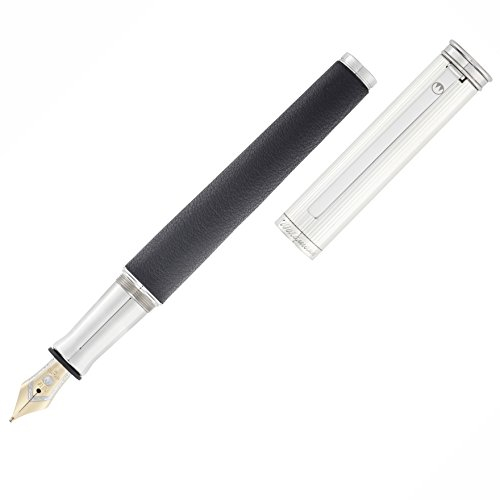 Waldmann Füllhalter Solon, silber/Nappaleder schwarz, Sterling Silber, 18Kt-Goldfeder: B breit