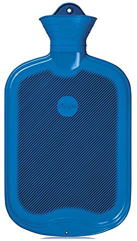 2 Liter Gummi-Wärmflasche, Warmtherapie, beidseitig Lamellen, blau