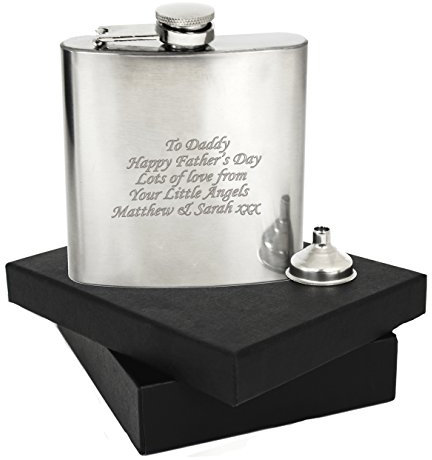 Personalised 6oz Hip Flask YOUR MESSAGE ENGRAVED FREE, Birthday, Wedding, Anniversary Gift