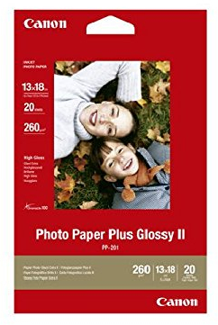 Canon Photo Paper Plus II PP-201 - Fotopapier, glänzend - 130 x 180 mm - 260 g/m2 - 20 Blatt - für i450 PIXMA iP2700, iX7000, MP210, MP470, MP520, MP Fotopapier Plus PP-201 13x18cm 20sh 260g/m2(Liefermenge=8)